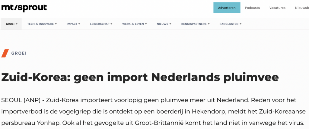 Geen import Nederlands pluimvee